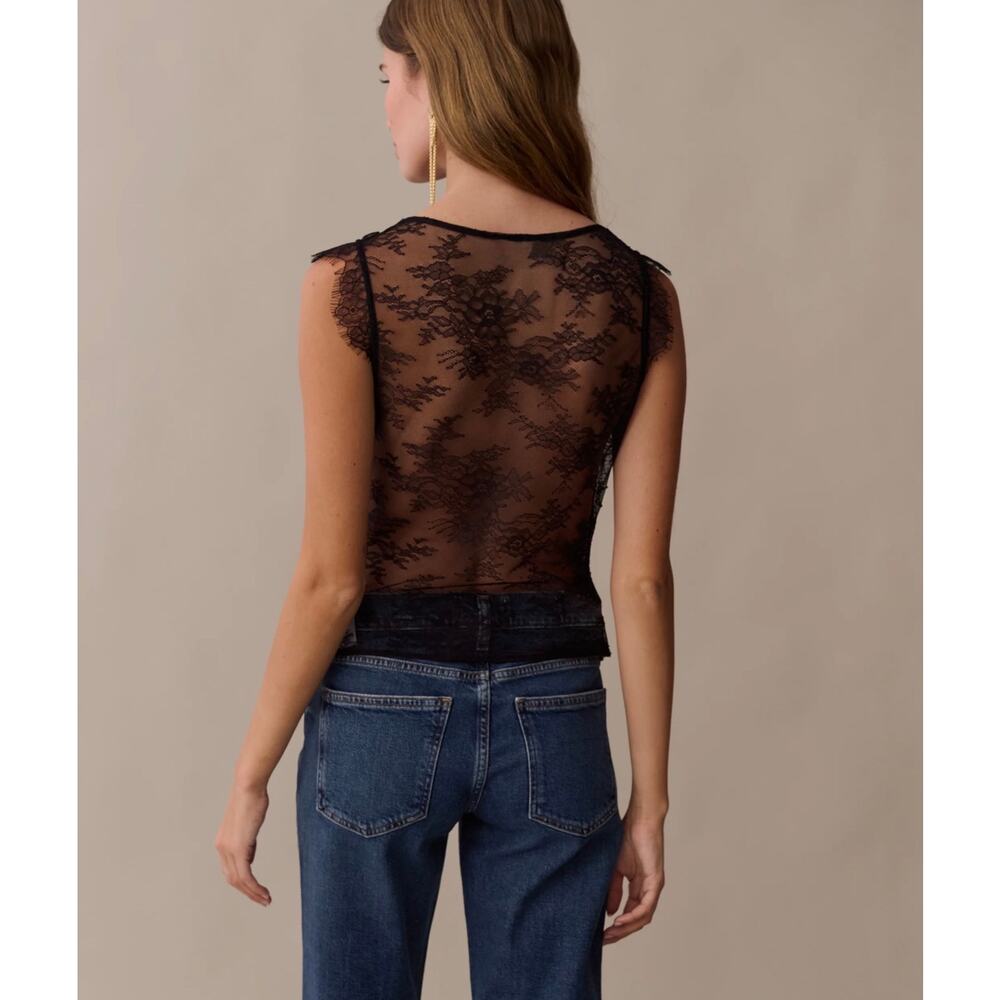 New O.P.T black Clarissa lace top blouse size 0 $147 - Picture 5 of 8